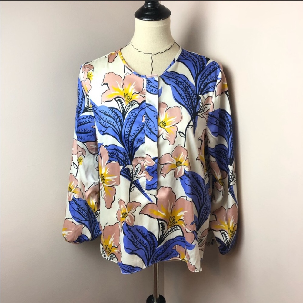 Zara Floral Dress Blouse Size Large